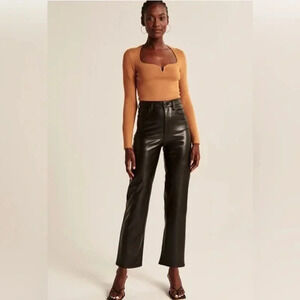 ABERCROMBIE Ankle Straight Ultra High Rise Faux Leather Pants Curve Love Size 10